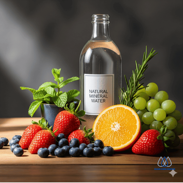 Dieta Detox com frutas e garrafa de agua mineral