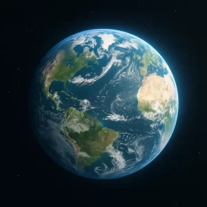 A Terra vista do espaço com destaque nos oceanos. A importância da água.